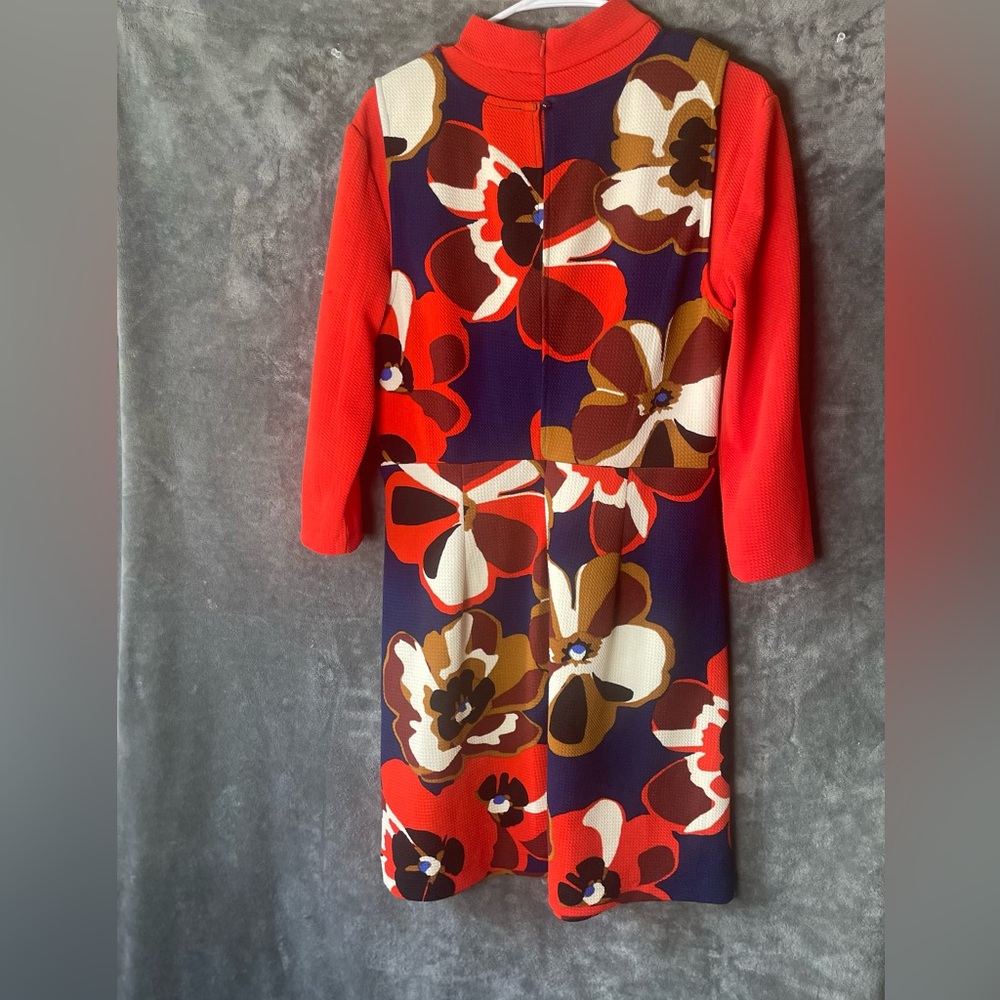 ECI Red and Blue Floral Long Sleeve Dress - Picture 2 of 6
